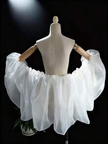 1pc Bridal Wedding Dress High-End Mesh White & Black Luxury Detachable Shawl Shoulder Accessory - Multicolor - View 6