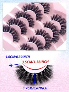 ENCHUW 5 Cặp Mi Giả Dày Dài, Dày, Dày Cỡ Lớn, Mi Giả Lông Chồn, Có Thể Tái Sử Dụng, Mi Trang Điểm - lông mi mềm mại - Xem 4