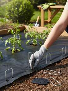 Galvanized Steel U-Shaped Ground Pegs With Washers Set, Metal & Plastic Garden Fabric Stakes For Barrier, Tarp, And Tent Securing - No Electricity Needed - Garden U-shaped Ground Stakes - View 10