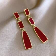 Pendientes de gota de aleación roja de Angola con estilo retro de Hong Kong, pendientes elegantes y de moda para dama, serie de otoño/invierno - Multicolor - Ver 6