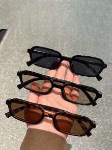 3pcs Square Frame Fashionable And Versatile Girl's Item, 3 Colors Available For Wearing, Suitable For Daily Commuting, Vacation And Travel - Multicolor - View 3