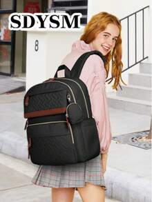 Multifunctional Backpack, Unisex Laptop Backpack, 15.6-Inch Travel University Backpack, Large Quilted Business Work Backpack, Detachable Bag, Stylish And Lightweight, Teacher And Nurse Computer Bag, Office And Casual, Black - Multicolor - View 4