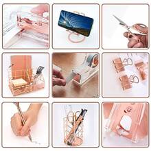 Grehge fice Desk Organizers Rose Gold 13PCS Office Supplies and Accessories Desk organizer Acrylic - Oro rosa 13 piezas - Ver 3