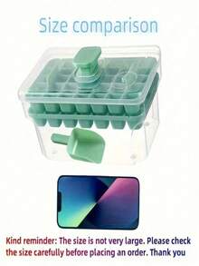 1 Conjunto de Forma de Gelo de Silicone Reutilizável com Tampa, Molde Fabricante de Gelo DIY, Fabricante de Cubos de Gelo Rápido com Ejetor, Forma de Gelo Caseira com Concha de Gelo, Caixa de Armazenamento de Gelo Portátil, Tamanho do Produto: 19cm*11cm*10cm - Multicolorido - Visão 4