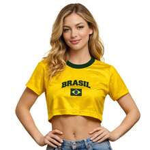 Kit With Men's Brazil T-Shirt And Women's Brazil Cropped Baby Look Or Tank Top. Couple's Brazil Set. - CC Vàng - Xem 5