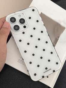 1pc Minimalist White Polka Dot Phone Case For IPhone17 Pro Max 17Pro 17 Air 16 Pro Max 15 14 Plus 13 12 11 Shockproof Silicone Back Cover - White - View 1