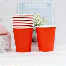 Bộ 3/10/20/50/90 cốc giấy dùng một lần màu đỏ, dung tích 9oz (khoảng 237ml) dùng cho cà phê/trà/đồ uống lạnh, cốc tiệc, đồ uống nhẹ, thích hợp cho tiệc sinh nhật, đám cưới, Ngày của Mẹ. - Nhiều màu - Xem 6