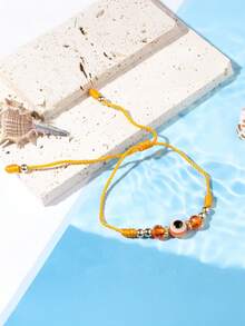 1 pieza/11pcs Pulsera trenzada de estilo bohemio de playa con ojo malvado colorido, regalo de joyería personalizada de moda para uso diario y vacaciones, perfecto para atuendos casuales, fiestas y regalos de vacaciones, accesorio versátil para el uso casual y de vacaciones de las mujeres - Multicolor - Ver 2