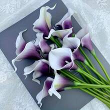10/15 flori artificiale elegante de crin Calla - ideale pentru nuntă, petrecere, sufragerie, dormitor, masă, decor de grădină pentru casă - 15 bucăți - Vizualizare 15
