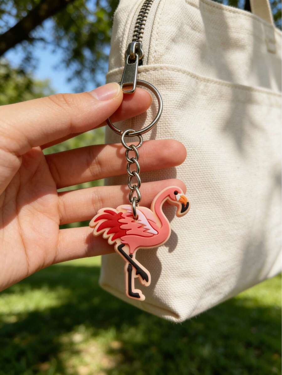10pcs Cute Durable Pink Flamingo Keychains, Creative Fashion Acrylic Pendant Keychains, Suitable For Daily Carry, Car Keys, Wallets, Backpacks, Office, Travel Enthusiasts, Home Organization, Party Gifts Gifts For Mother, Father, Graduation, And Teacher - Multicolor - View 1