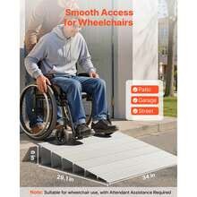 Door Threshold Ramp, 6 Inch Rise, Aluminum Alloy Threshold Ramp Rated 800 Lbs Load Capacity, Handicap Ramps For Home Steps For Wheelchair, Scooters, Power Chairs, Walkers, Bicycle, Tricycle - 6 Feet 800 Lbs - View 2