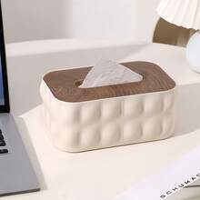 1 hộp đựng khăn giấy hình vuông bằng nhựa có nắp gỗ, thích hợp cho phòng tắm, nhà bếp, văn phòng, nhà ở, phòng ngủ, bàn trang điểm, mặt bàn. - Nhiều màu - Xem 5