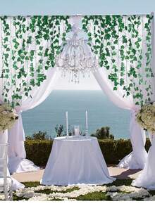 (3/6/12pcs) Decorative Vine, Indoor Decor Artificial Evergreen Ivy Leaves Hanging Wreath, Home Bedroom Wall Wedding Christmas Party Office Garden Outdoor Decoration - Green - View 8