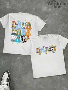 Disney 1PC Authorized Short Sleeved Printed T-Shirt, Cartoon Pattern Short Sleeved Couple Printed T-Shirt, Very Suitable For Family Travel And Vacation. This Is A New 2026 Short Sleeved T-Shirt, An Ideal Choice For Mother's Day, Suitable For Both Men And Women. Made Of High-Quality Pure Cotton, Comfortable And Breathable All Year Round. Exquisite Design Is The Preferred Gift - 白人 - 查看 2