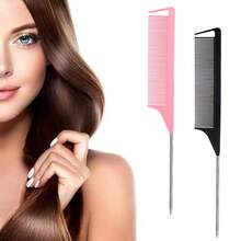 3 PiecesHair Styling Set, Soft Nylon Bristle Brush, Parting & Detangling Combs, ABS Hairbrush For Home & Salon Use - Multicolor - View 4