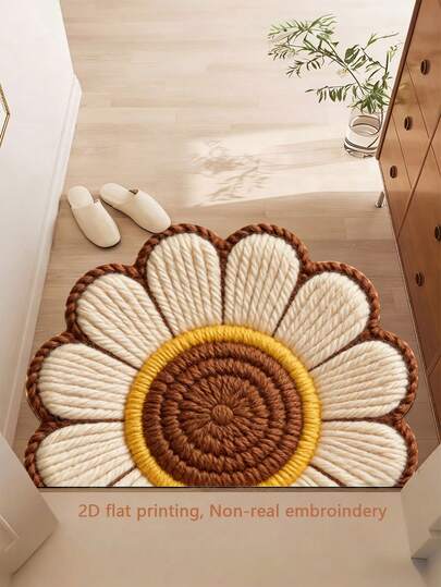 1 件半圆形花朵图案浴室地毯，简约现代风格设计，橡胶防滑垫，浴室地毯，吸水防污，房间装饰，厨房地毯，适用于浴室地垫、厨房地毯和门垫。