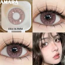 Kính áp tròng AMARA 1 cặp, phù hợp cho mắt, loại dùng một lần, tròng kính màu nâu tự nhiên, xám, hồng, tím, xanh dương, mềm mại - SEATTLE-PINKCHOC - Xem 2