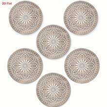1/6/12/186入圓形木製杯墊，3/5mm厚，10*10cm，白色花卉設計，適用於大多數杯子尺寸，完美咖啡杯墊，適合酒吧、居家派對等多種場合 - 杏色 - 查看 8