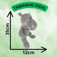 Trio Safari De 35cm Pelúcia - Elefante Girafa Hipopótamo Leão Macaco - Presente Brinquedo Amigos Fofo Animais Iguais A Foto Selva Reino Madagascar - Trio Elefante Girafa Hipopótamo - Visão 4