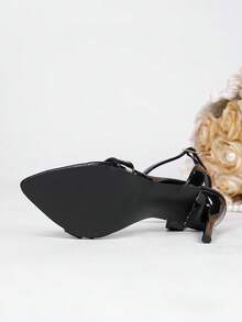 Elegant Comfortable Solid Color High Heel Shoes, Suitable For Indoor/Outdoor, Party, Spring/Summer - Black - View 5