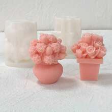3D玫瑰绣球花瓶香薰蜡烛硅胶模具 DIY郁金香花束香薰石膏环氧树脂模具 - 家居装饰佳品，易于清洁 - 花 - 查看 7