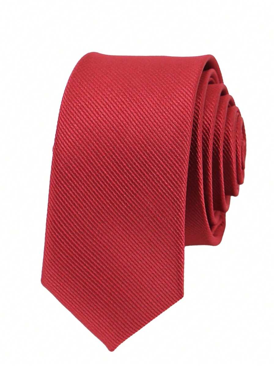 1pc Men's Knotless Elastic Adjustable Slim Tie, Quality Fashion Wedding Party Necktie - Red - View 1