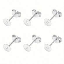 WGRXIRANYKM 100pcs/Lot Blank Post Earring Studs Base Pins With Earring Plug Findings Ear Back For DIY Jewelry Making - Silver Gray - View 1