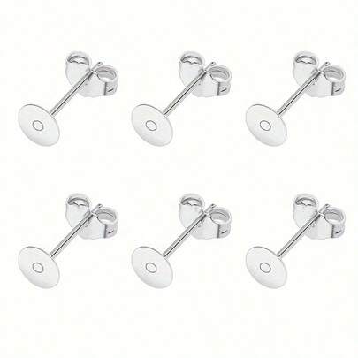 WGRXIRANYKM 100pcs/Lot Blank Post Earring Studs Base Pins With Earring Plug Findings Ear Back For DIY Jewelry Making