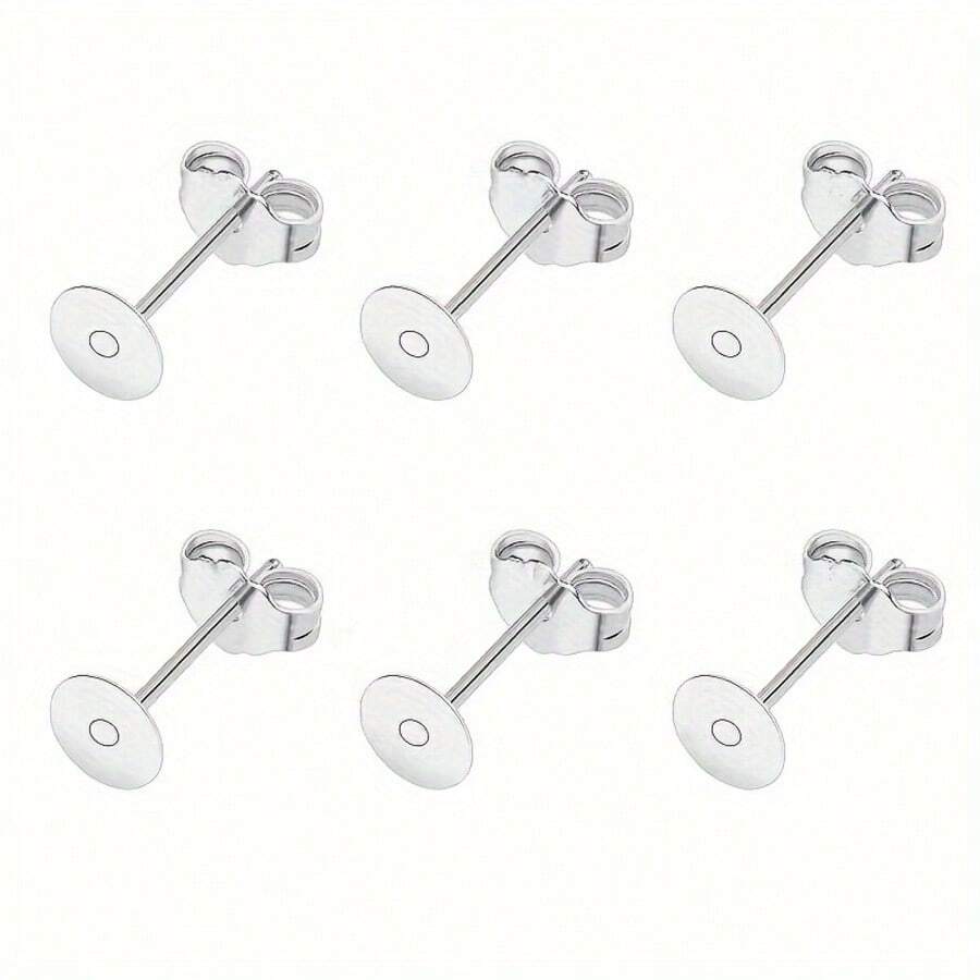 WGRXIRANYKM 100pcs/Lot Blank Post Earring Studs Base Pins With Earring Plug Findings Ear Back For DIY Jewelry Making - Silver Gray - View 1
