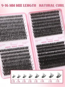 Bộ nối mi 640 sợi 30D, 40D, 60D, 80D, các cụm mi riêng lẻ, dụng cụ nối mi - Hướng dẫn tự làm mi, bao gồm mi giả, keo dán & chất làm kín, nước tẩy trang, nhíp, mi giả tự nhiên, dày, mềm mại, bồng bềnh, có thể tái sử dụng. - màu đen - Xem 2