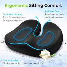 Breathable And Non Slip Seat CushionMulti-Layer Gel Seat Cushion For Ideal Support Softness Cooling Memory Foam Office Chair Cushion For Hemorrhoid Sciatica Tailbone Pain Relief Anti-Slip Back Seat Pillow - 黑色的 - 查看 4
