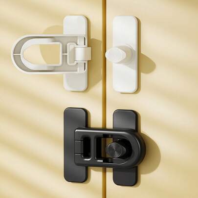 2个装厨房冰箱锁，防护锁，橱柜锁，冰箱锁 - 安装简便，无需工具，黑白两色 - 无电无电池防护锁，1/2个装