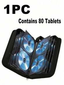 1PC 80pcs Portable Disc Storage Bag,CD/DVD Storage Organizer, Media Carrying Case,Blu Ray Disc Storage Bag Carry Case Holder Bag Leather Wallet Black Storage Ring Binder,CD Storage Car CD Bag Protective Cover Storage Bag,Large Capacity Hard Plastic DVD Case Portable Zipper Compact Disk Case / Holder Storage Disc For Car Home Travel - A - View 12