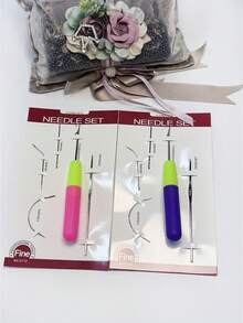 Set de 5 piezas de herramientas para hacer pelucas, agujas de coser, ganchos de crochet de 1.9mm y 5mm con mango de plástico rosa y azul, accesorios para pelucas para peluquería, salón de belleza, viaje esencial, productos para el cabello, decoración del hogar, kit de herramientas para el cabello, verano, vacaciones - Azul - Ver 6