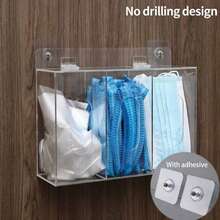 1 hộp đựng khẩu trang dùng một lần gắn tường nhiều ngăn, hộp đựng khẩu trang dung tích lớn bằng chất liệu PC trong suốt kèm đinh dán, dễ dàng lắp đặt không cần khoan, thích hợp đựng găng tay và khẩu trang dùng một lần, hộp đựng đa chức năng chống thấm nước, bền chắc bằng nhựa PC acrylic, kèm miếng dán tiện dụng cho gia đình, nhà bếp, phòng tắm. - Trong sáng - Xem 8
