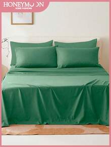 HONEY MOON 2pcs Soft & Breathable Solid Color Pillowcase, Envelope Closure, Wrinkle Resistant, No Filling - Fits T/F/Q/K Size Home & Dorm, OEKO-TEX Certified, Deep Mint Green - Deep Mint - View 2