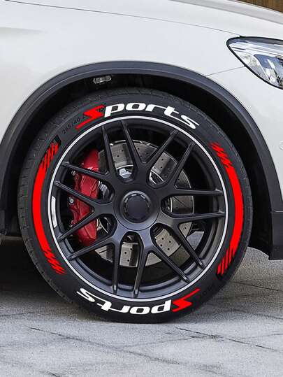 2 piezas Adhesivos de letras para neumáticos deportivos - Calcomanías de neumáticos de alta calidad de PVC resistente al agua para automóvil, SUV, camión y motocicleta, estilo de carreras y drift, pegatinas de letras de vinilo para aros de rueda, look deportivo personalizado, accesorios de automóvil DIY duraderos para un estilo de rueda único