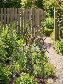 2pcs 14.96x5.91 Inch Honeycomb Plant Trellis, Rust-Resistant Design, Suitable For Potted Vines And Flowers, Space-Saving Indoor/Outdoor Garden Support - Honeycomb - View 6