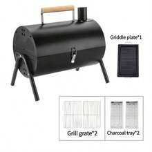 Bếp nướng BBQ, Bếp nướng than di động, Bếp nướng BBQ nhỏ để bàn kèm khay và giá đỡ thức ăn, thích hợp cho cắm trại ngoài trời, nhà cửa, sân hiên, bền chắc và đa năng, dễ lắp ráp. - vỉ nướng BBQ - Xem 11