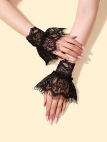 1 双带弹性蕾丝袖口、装饰性无指手套，适合春秋季节万圣节 - 彩色 - 查看 9