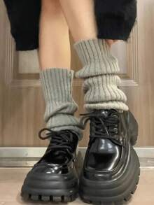 2 chiếc/1 chiếc tất giữ ấm chân kiểu Y2K dành cho nữ, tất len giữ ấm chân kiểu Lolita Nhật Bản, ống tay áo bằng len. - Nhiều màu - Xem 6