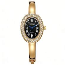 GUANQIN Elegante conjunto de collar y reloj de mujer, reloj de cuarzo con esfera de diamante oval, collar de diamante con forma de corazón, estilo de reloj de lujo minimalista de negocios y casual, adecuado para Pascua, Halloween, Navidad, Día de la Madre, cumpleaños, vuelta al colegio, estudiante, vacaciones, San Valentín, cita, negocios, diario, regalo, festival de música, temporada de bodas - Oro y negro - Ver 6