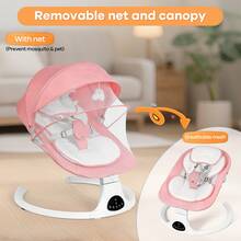 Baby Swing,Baby Bouncer With Music,5-Speed Auto Sway,Removable Canopy,3 Adjustable Modes,10 Soothing Lullabies,Remote Control,Newborn Gift - Pink - View 5