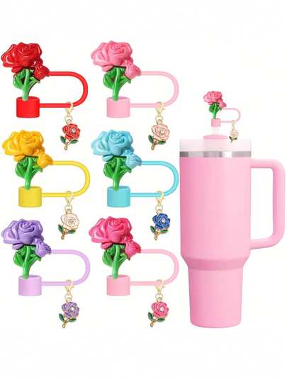 Personalized Straw Cap Set,Sparkling Flower Straw Toppers With Charms Set,Cup Accessories, Straw Cup Decorative Accessories, Waterproof, Dustproof Cap For Tumblers, Ideal For Valentine's Day, Mother's Day, Family Gatherings, Cute Glitter Meteor Design, Festive Drinkware Accessory, Sparkling Straw Topper, Durable,Send Birthday Gifts To Family, Friends, Classmates, Wedding Season, Party Gifts