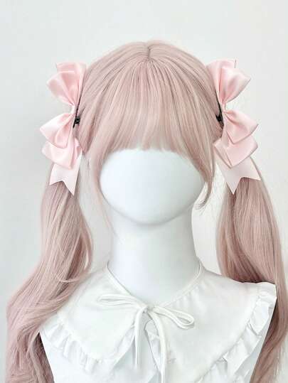 2pcs Cute Double Ponytail Bow Hair Clips, Multiple Colors, Lolita JK Style, Side Clip 3D Butterfly Barrettes