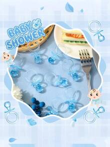 12pcs Baby Shower Party Game Pacifiers, Bulk Acrylic Baby Pacifiers, Gender Reveal Party Decorations, Great As Baby Shower And Birthday Party Favors, Baby Shower Game Props (Blue) - Multicolor - View 4