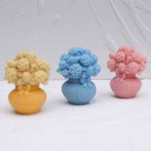 3D玫瑰绣球花瓶香薰蜡烛硅胶模具 DIY郁金香花束香薰石膏环氧树脂模具 - 家居装饰佳品，易于清洁 - 花 - 查看 2