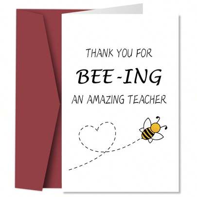 1 Thiệp chúc mừng thầy cô chủ đề ong ngộ nghĩnh kèm phong bì - Thiệp cảm ơn chân thành dành cho thầy cô giáo, quà tặng tốt nghiệp, tựu trường, ngày Nhà giáo, quà tri ân thầy cô.