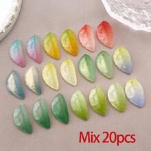 20 hạt hình lá cây màu xanh lá cây hỗn hợp, mặt dây chuyền hình lá cây bằng thủy tinh trong suốt, hạt hình lá nhỏ màu xanh lá cây dùng để tự làm đồ thủ công mùa xuân như bông tai, vòng tay, trang sức. - Nhiều màu - Xem 9