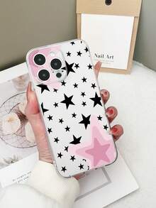 1pc Transparent TPU Anti-Drop Colorful Star Pattern Phone Case Compatible With IPhone 15/15Pro/15Plus/15ProMax/16/16Pro/16Plus/16ProMax/17/17Pro/17ProMax, Galaxy S23 Ultra/A14/A24, Android Phones Note 12 Pro/Pixel 8/8 Pro - Multicolor - View 3